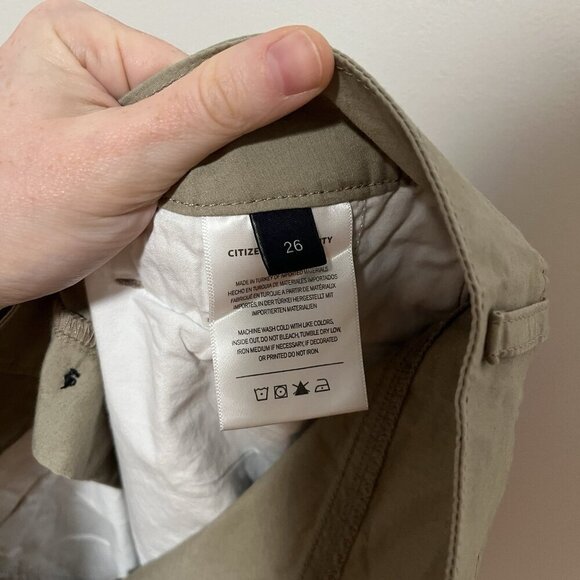 Citizens of Humanity Eugenie Pleated Poplin‎ Cuff Hem Short in Slate Khaki Sz 26 - Picture 7 of 12
